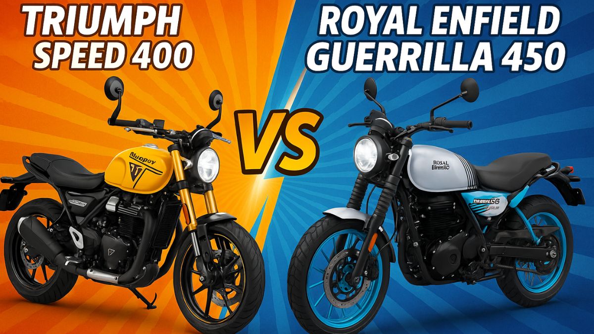 Triumph Speed ​​400 vs Royal Enfield Guerrilla 450, Triumph Speed ​​400, Royal Enfield Guerrilla 450, Speed ​​400 vs Guerrilla 450, Speed ​​400 vs Guerrilla 450 comparison, Triumph Speed ​​400 vs Royal Enfield Guerrilla 450 review, स्पीड 400 बनाम गुरिल्ला 450,